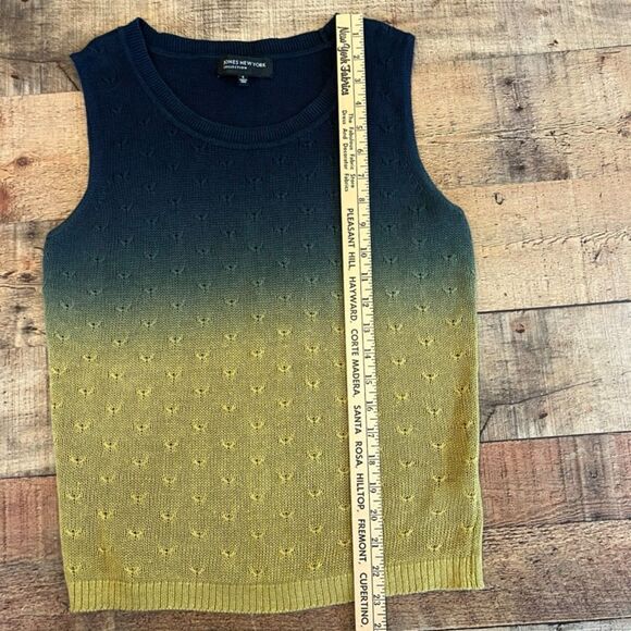 Jones New York Linen Sleeveless Knit Tank Sweater Ombre Olive Green Small - Picture 9 of 9